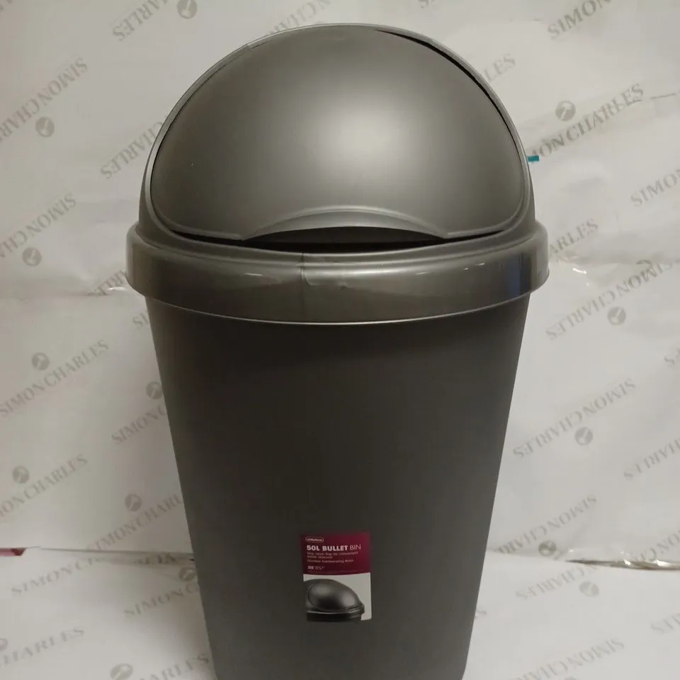 LOT TO CONTAIN 2 X WHITEFURZE BULLET 50L BINS - SILVER / COLLECTION ONLY