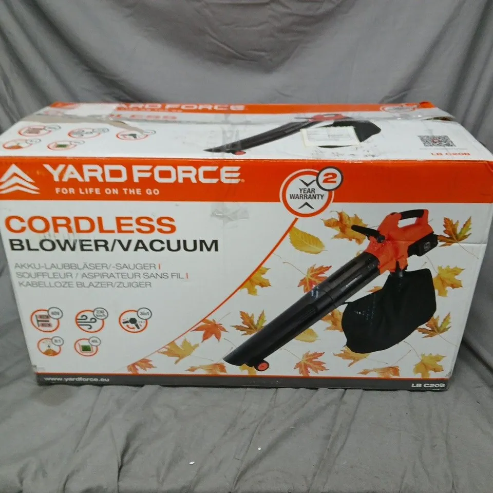 BOXED YARD FORCE CORDLESS BLOWER/VACUUM
