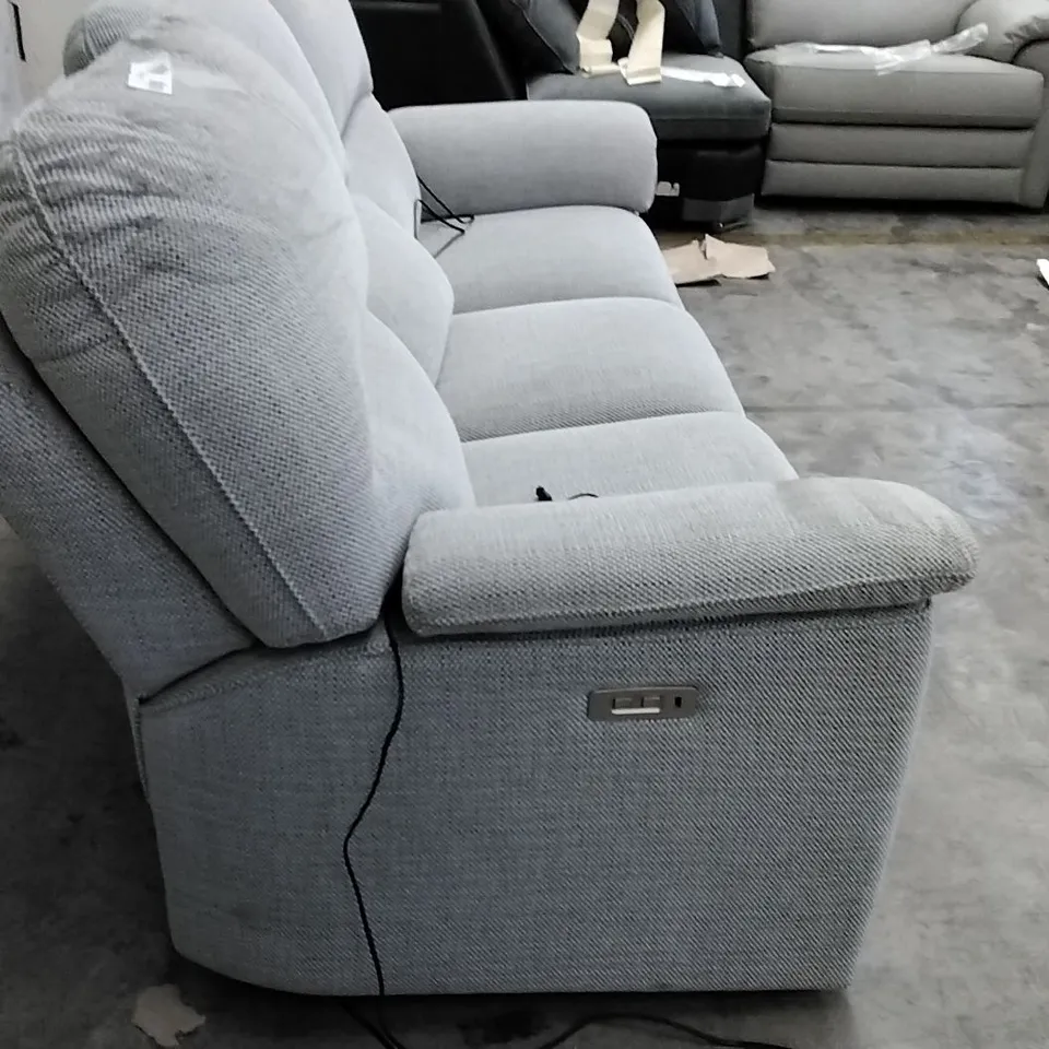 QUALITY BRITISH DESIGNER G PLAN MANUFACTURED CHADWICK 3 SEATER ELECTRIC RECLINER DBL SOFA - LAGOON SLATE FABRIC