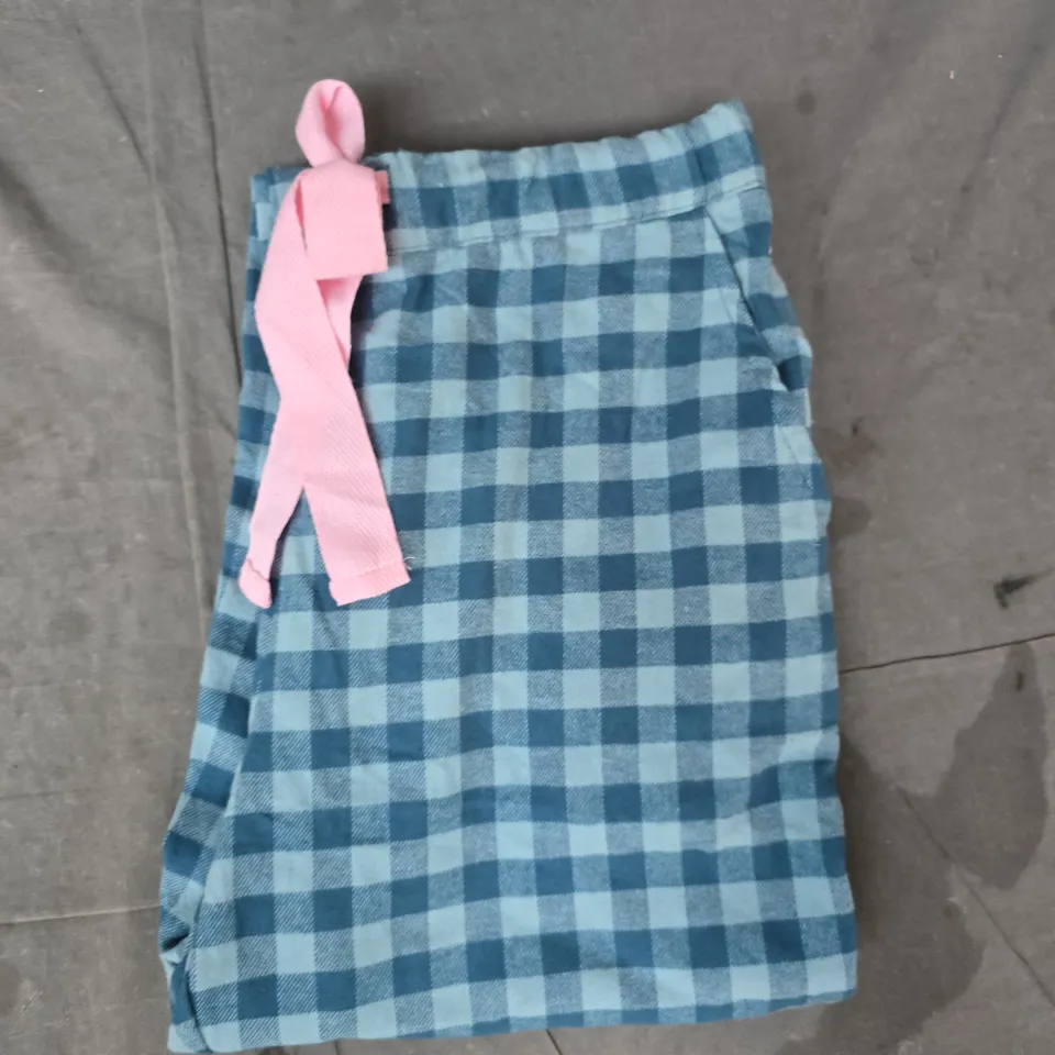 CREW CLOTHING COMPANY GINGHAM PYJAMA BOTTOM IN BLUE W. PINK BOW SIZE SMALL