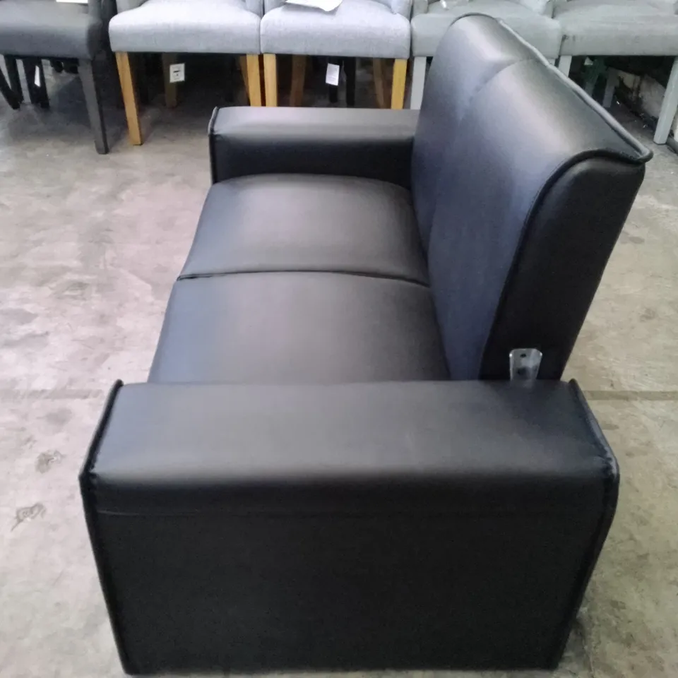QUALITY DESIGNER ELLISON 2 SEATER SOFA - BLACK LEATHER
