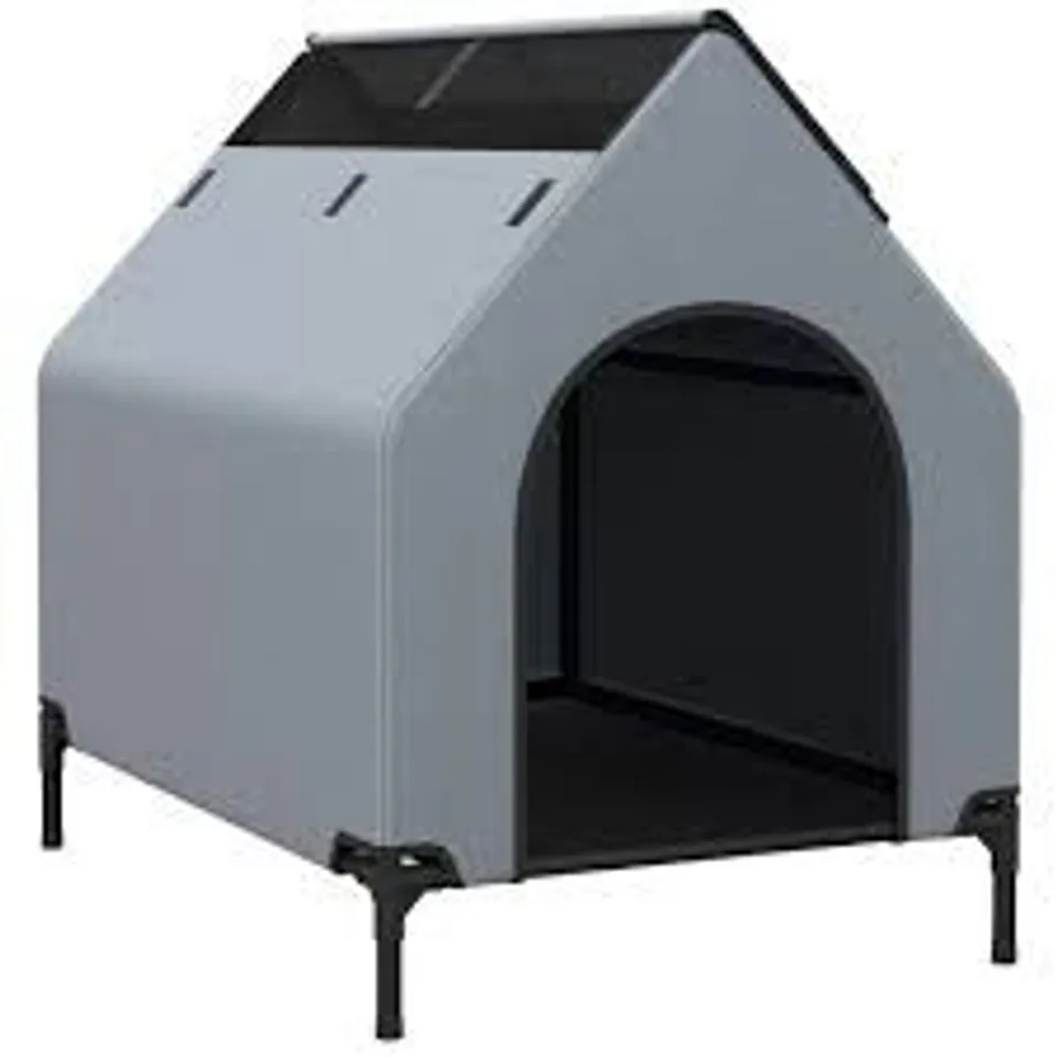 BOXEDMCOSTWAY SMALL ELEVATED DOG HOUSE WITH VENTILATED WINDOWS 91CM