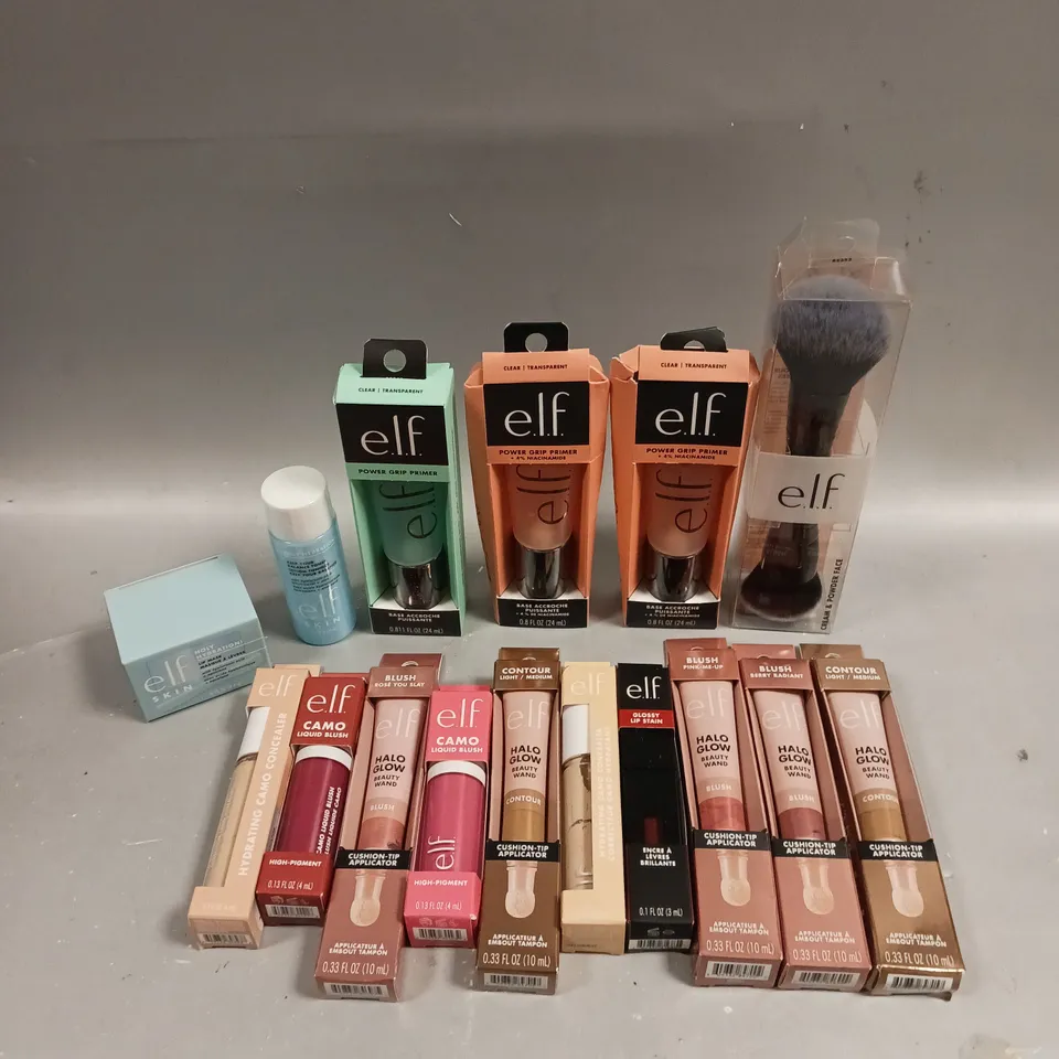 APPROXIMATELY 15 ASSORTED E.L.F COSMETIC PRODUCTS TO INCLUDE BEAUTY WAND, LIP MASK, BALANCE TONER ETC 