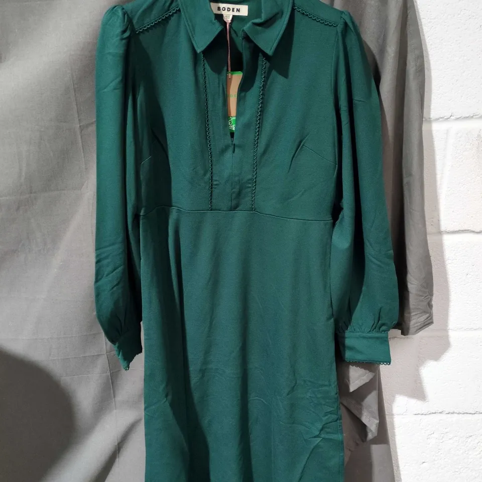 BODEN WOMEN'S GREEN LONG-SLEEVE DRESS, UK 14R (REGULAR)