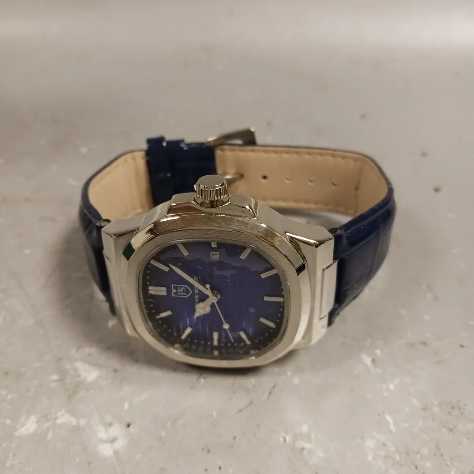 MENS FRANK SCHMIDT WATCH – TEXTURED DIAL WITH DATE – LEATHER STRAP