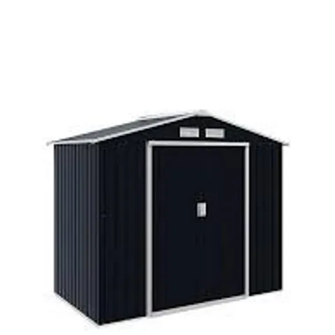 BOXED OUTSUNNY 7 X 4FT GARDEN SHED STORAGE WITH LOCKING DOOR AND FOUNDATION KIT, DARK GREY (2 BOXES)