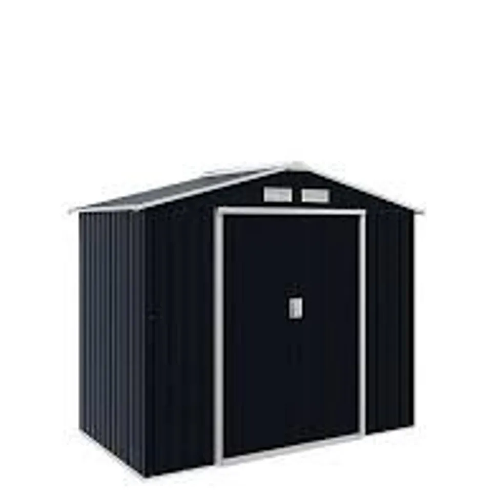 BOXED OUTSUNNY 7 X 4FT GARDEN SHED STORAGE WITH LOCKING DOOR AND FOUNDATION KIT, DARK GREY (2 BOXES) RRP £229.99