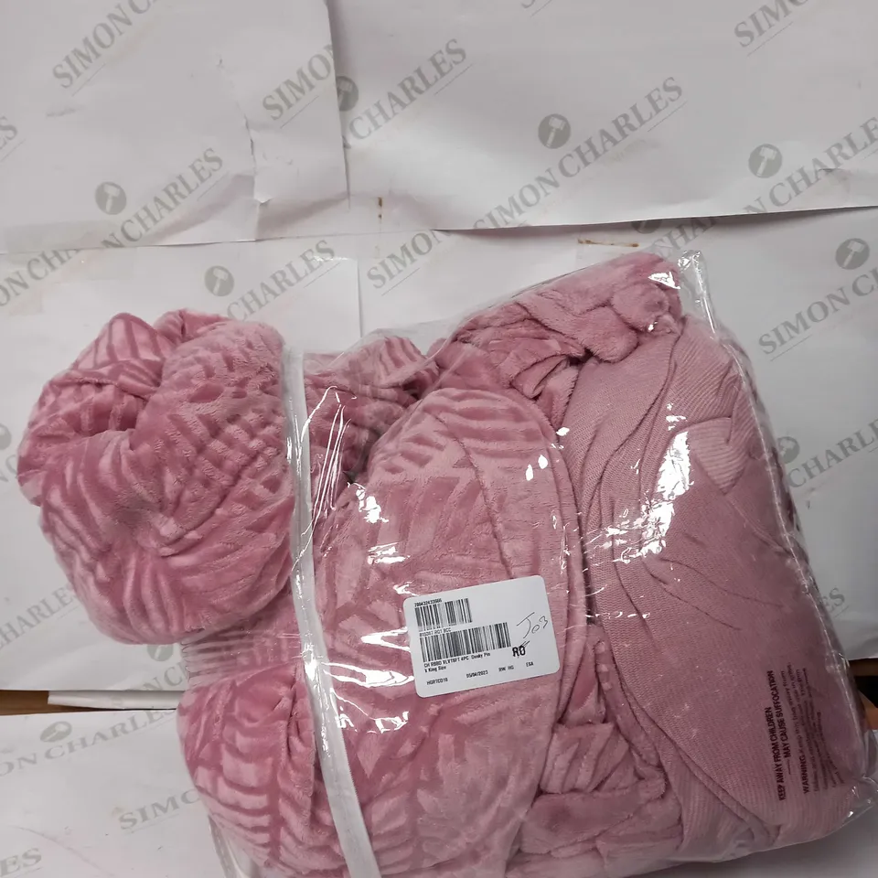 COZEE HOME BECCA RIBBED VELVETSOFT FLEECE DUVET SET - DUSKY PINK - KING SIZE