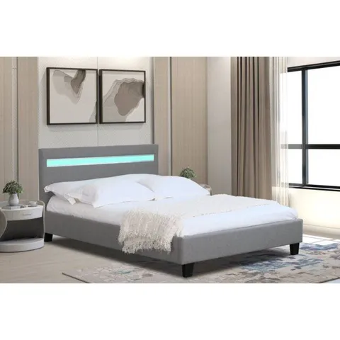 BOXED NEWVILLE 4FT UPHOLSTERED BED FRAME - LIGHT GREY (2 BOXES)