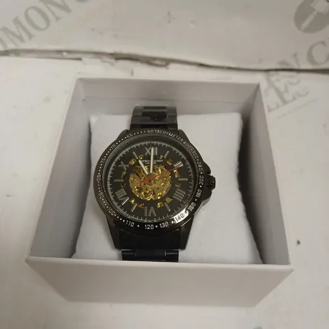 BOXED ANTHONY JAMES GENTS LIMITED EDITION TECHTONIC AUTOMATIC WATCH - STAINLESS STEEL - 3 ATM. 