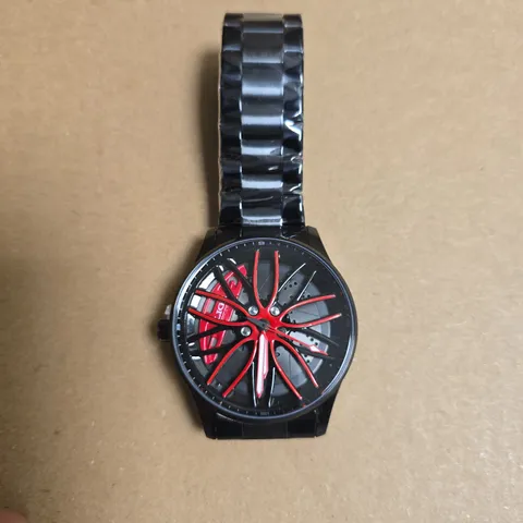 LIGE SKELETON DIAL STAINLESS STEEL WATCH WITH BLACK BRACELET SPINNING DETAIL DIAL