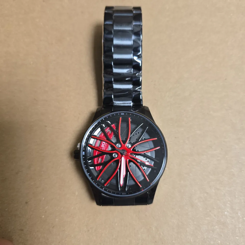 LIGE SKELETON DIAL STAINLESS STEEL WATCH WITH BLACK BRACELET SPINNING DETAIL DIAL