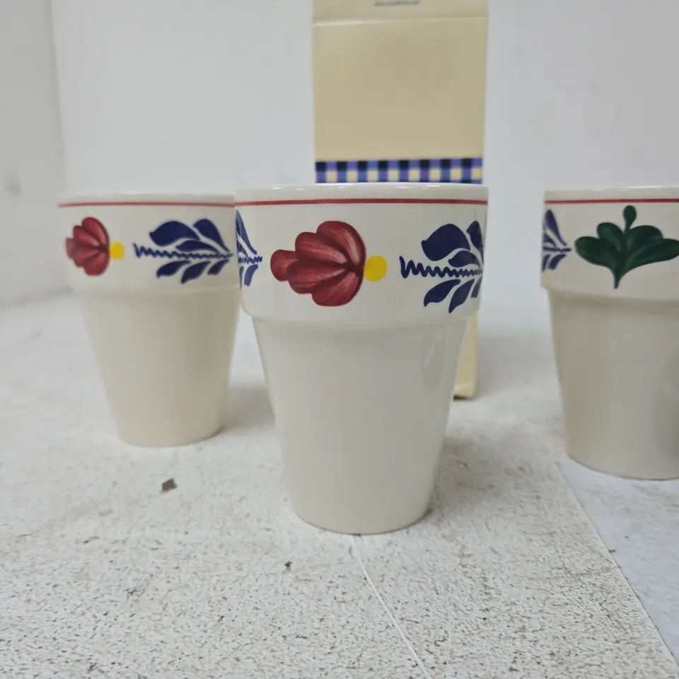 BOERENBON MILK MUGS – SET OF 3 CERAMIC MUGS WITH FLORAL BORDER