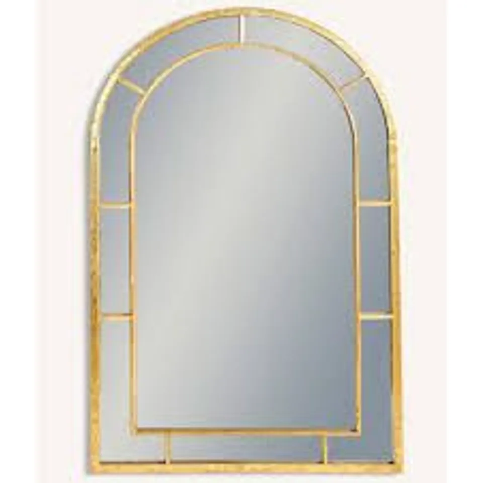 PACKAGED ANTIQUE GOLD MEDIUM ARCH WINDOW MIRRROR 