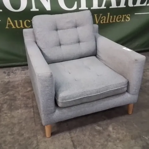 GREY FABRIC UPHOLSTERED LOUNGE CHAIR