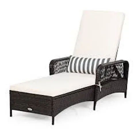 BOXED COSTWAY SINGLE SEATER RATTAN SUN LOUNGER WITH REMOVABLE CUSHION AND PILLOW