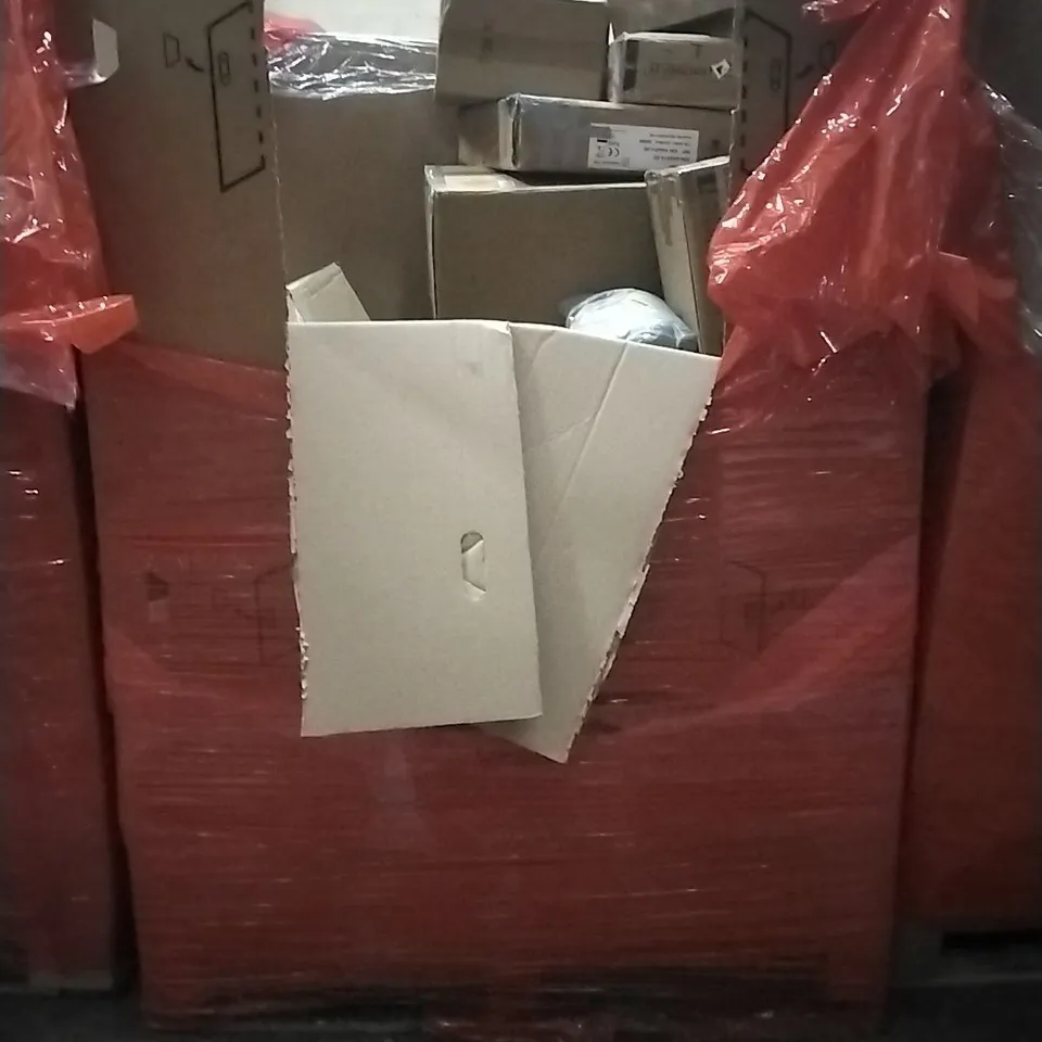 PALLET OF HOUSEHOLD ITEMS TO INCLUDE BATHROOM MIRROR, HEAVY DUTY LAMINATE VINYL FLOOR CUTTER,MOUSE PAD AND OTHER ASSORTED ITEMS...