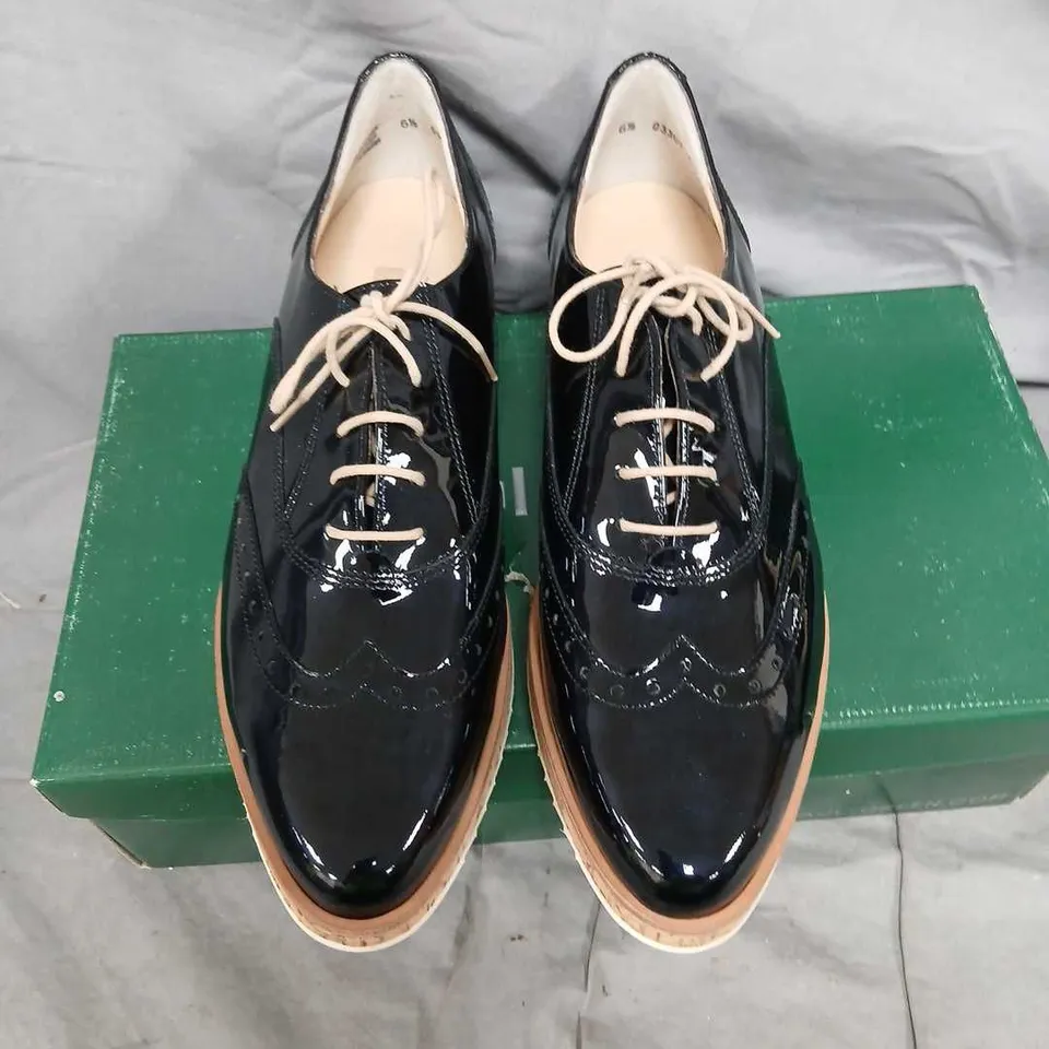 PAUL GREEN BLACK PATENT LEATHER OXFORD SHOES – WOMEN'S, UK 6.5