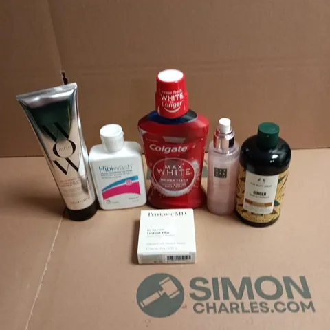 APPROXIMATEY 20 ASSORTED HEALTH AND BEAUTY PRODUCTS TO INCLUDE - COLGATE MAX WHITE MOUTHWASH - THE BODY SHOP SHAMPOO AND HIBIWASH