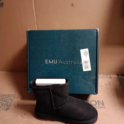 EMU AUSTRALIA BLACK SUEDE ANKLE BOOT – RED SOLE - UK SIZE 5