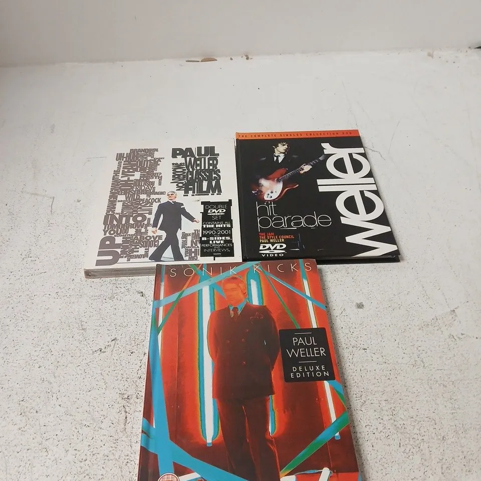 PAUL WELLER – SONIK KICKS DELUXE EDITION; HIT PARADE; THE COMPLETE SINGLES COLLECTION AND MODERN CLASSICS ON FILM - 3 DVDS