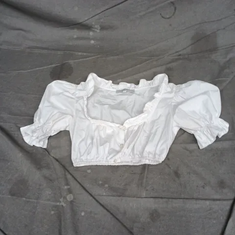 KAISER FRANZ JOSEF WHITE PUFF-SLEEVE CROPPED BLOUSE β UK 4 (EU 32)