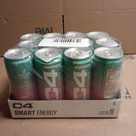 C4 SMART ENERGY DRINK 12 PACK – 12 X 330ML CANS WATERMELON BURST