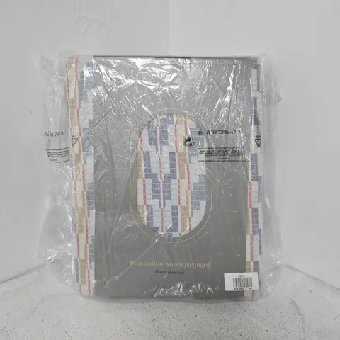 JOHN LEWIS PURE COTTON WOVEN JACQUARD DUVET COVER SET WHITE MULTI - DOUBLE
