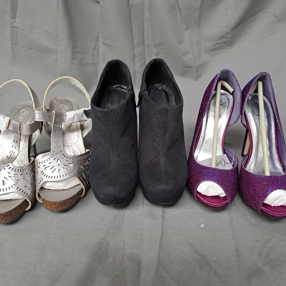 BOX OF APPROX 12 PAIRS OF ASSORTED SHOES IN VARIOUS COLOURS, STYLES AND SIZES