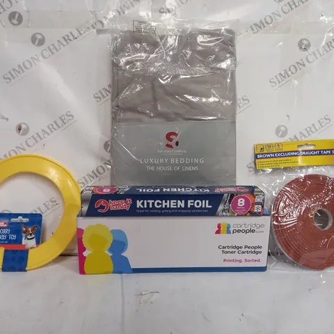 BOX OF APPROXIMATELY 13 ASSORTED ITEMS TO INCLUDE - KITCHEN FOIL - TONER CARTRIDGE - PET TOUCH DOGGY PLAY TOY ECT