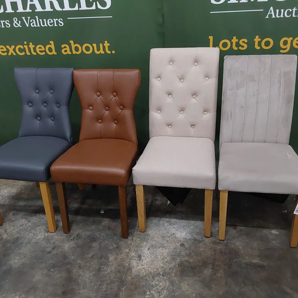 FOUR ASSORTED UPHOLSTERED DINING CHAIRS 