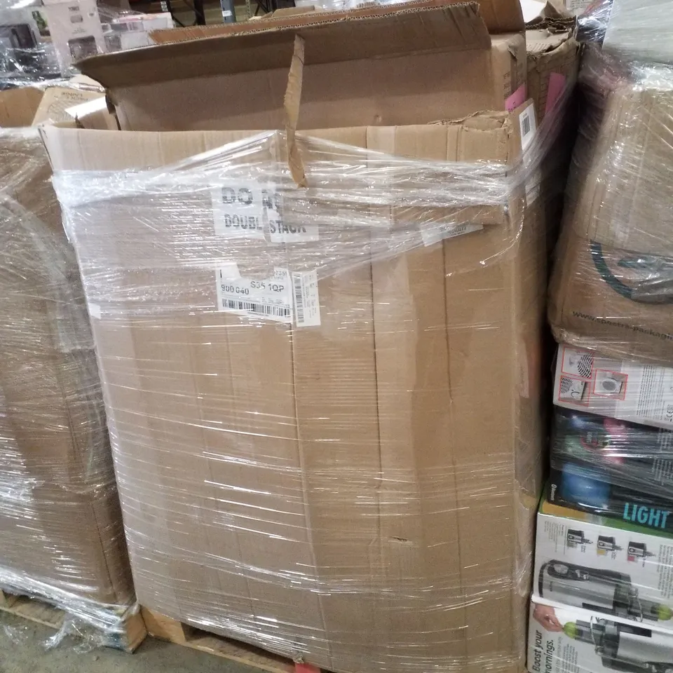 PALLET CONTAINING ASSORTED PRODUCTS INCLUDING ICICLE LIGHTS, LED FLOODLIGHT, CAR CANES & MICROWAVE