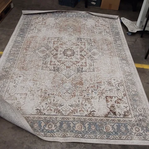 SAYLOR POWER LOOM LIGHT GREY/BLUE/CREAM RUG // 200 X 275CM