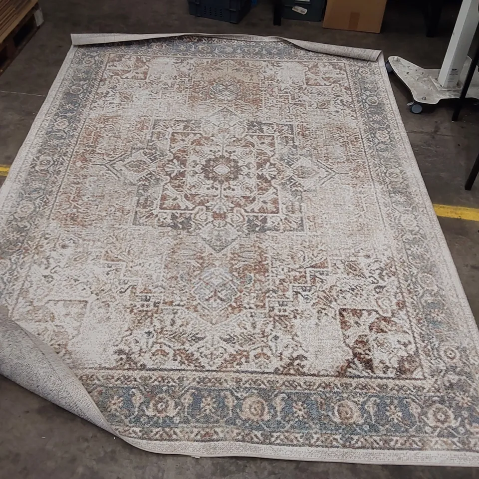 SAYLOR POWER LOOM LIGHT GREY/BLUE/CREAM RUG // 200 X 275CM