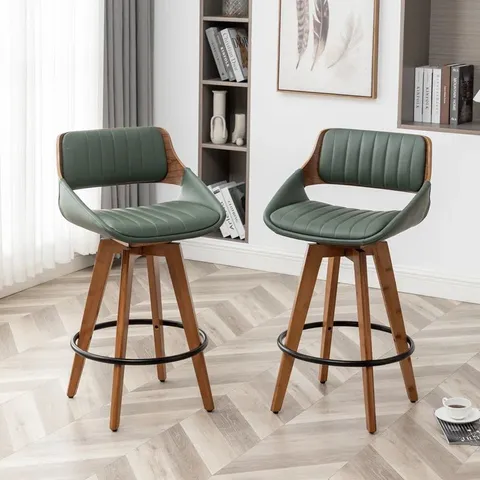 BOXED SET OF 2 JOBANI SWIVEL BAR STOOL - GREEN