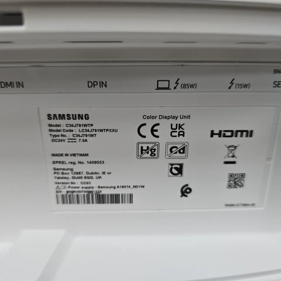 SAMSUNG ULTRA-WIDE CURVED MONITOR (C34J791WT)