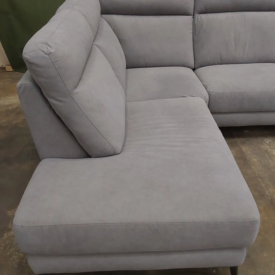 QUALITY DESIGNER ITALIAN MADE MARCELLO GREY FABRIC UPHOLSTERED 1-SEAT RECLINING CORNER SOFA