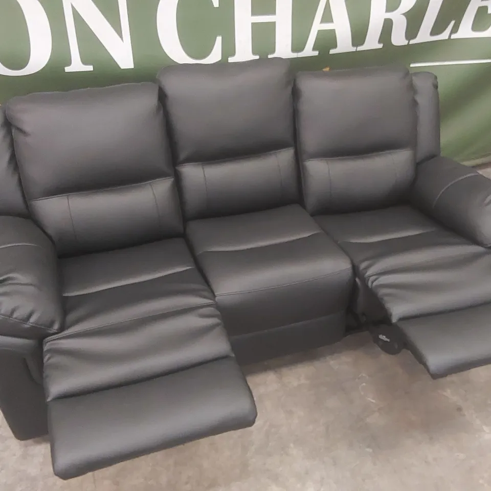 QUALITY DESIGNER ALBION 3 SEATER FAUX LEATHER MANUAL RECLINER SOFA