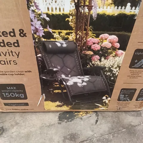 BOXED PACK OF 2 QUILTED & PADDED GRAVITY CHAIRS CHARCOAL