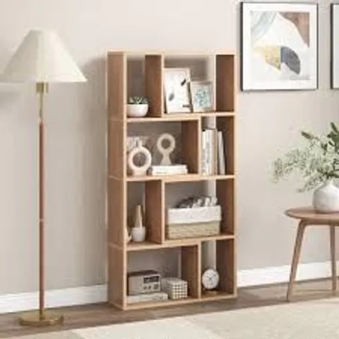 BOXED COSTWAY 8 CUBE NATURAL GEOMETRIC BOOKSHELF - NATURAL 