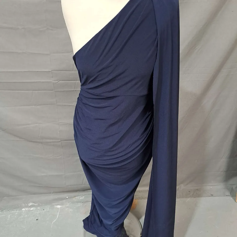 CLUB LONDON AMARYLLIS MATERNITY ONE SHOULDER MAXI DRESS IN NAVY SIZE 10