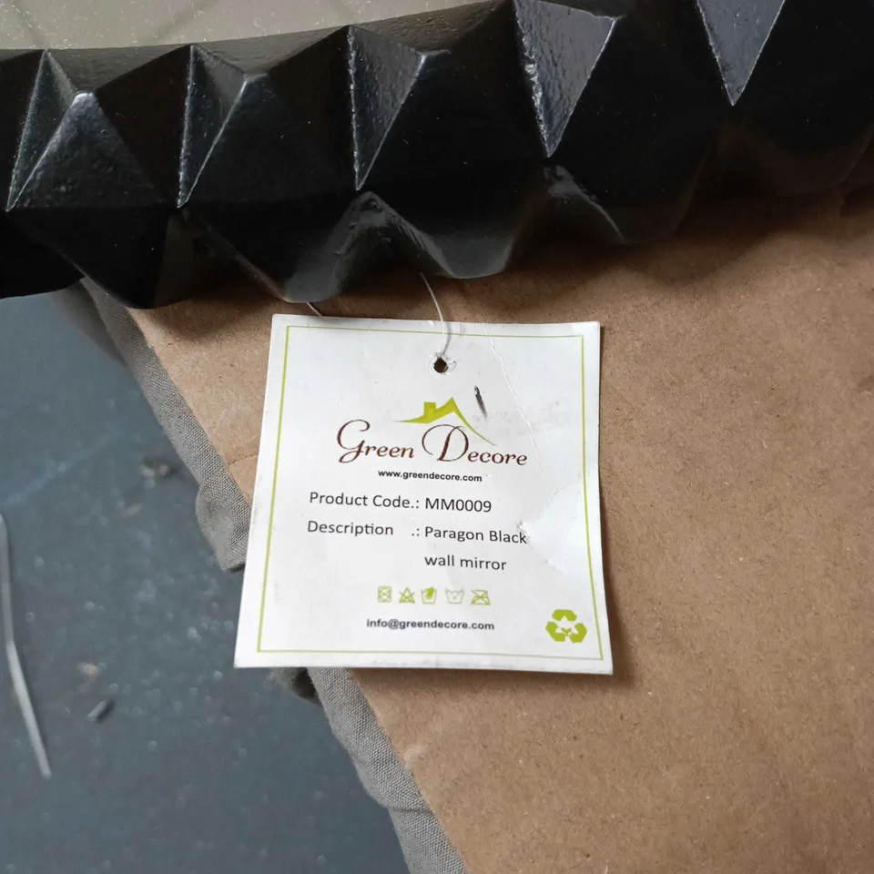 GREEN DECORE PARAGON BLACK ROUND WALL MIRROR BOXED