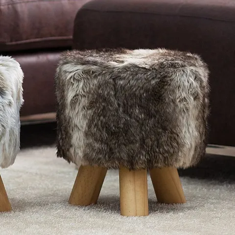 BOXED WIDEMAN 33CM WIDE ROUND ANIMAL PRINT STANDARD OTTOMAN