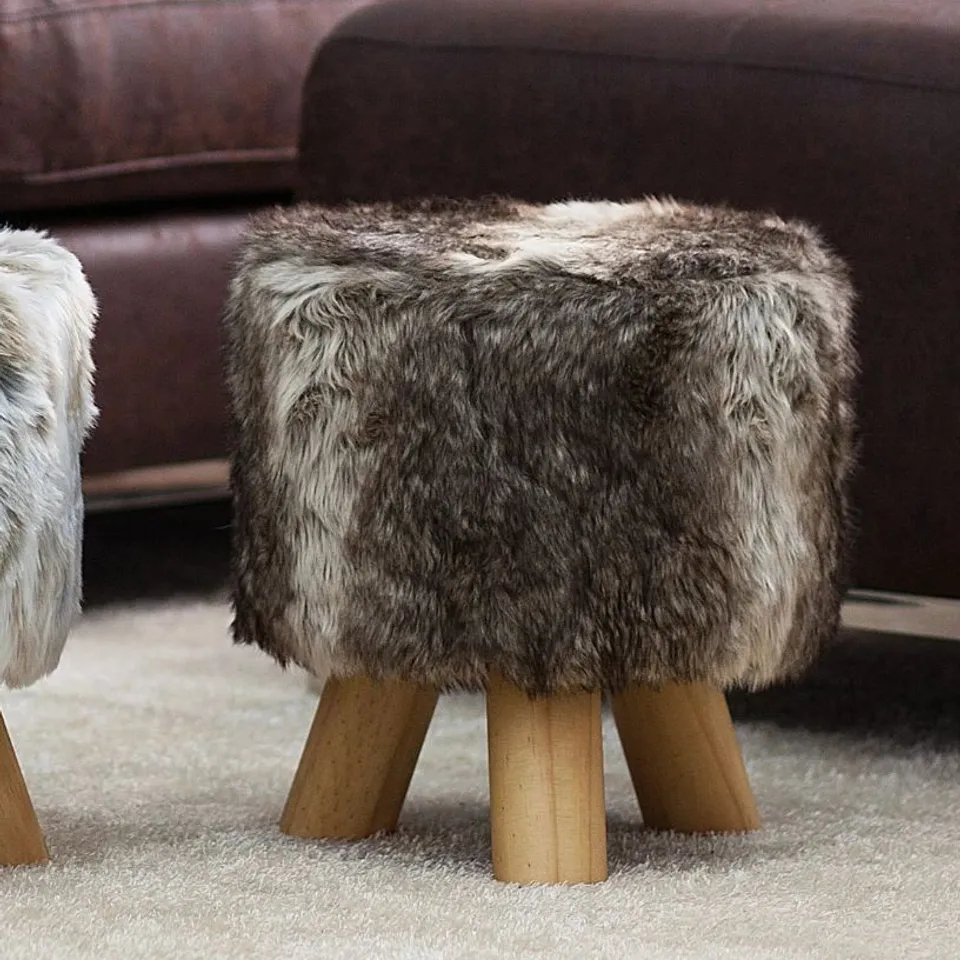 BOXED WIDEMAN 33CM WIDE ROUND ANIMAL PRINT STANDARD OTTOMAN