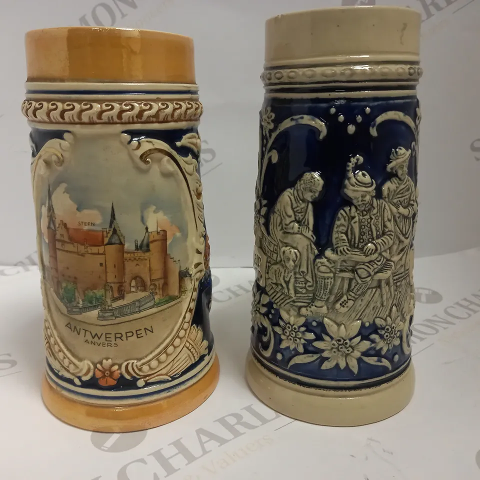 SET OF 2 GERMAN CERAMIC STEINS