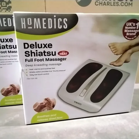 LOT OF 2 BOXED HOMEDICS DELUXE SHIATSU FOOT MASSAGER WITH HEAT - FM-TS9-GB