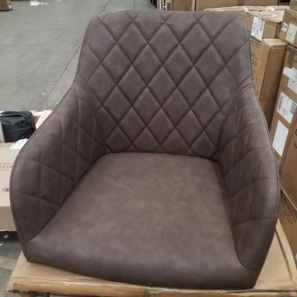BOXED MOREE FAUX LEATHER SWIVEL DINING CHAIR - BROWN