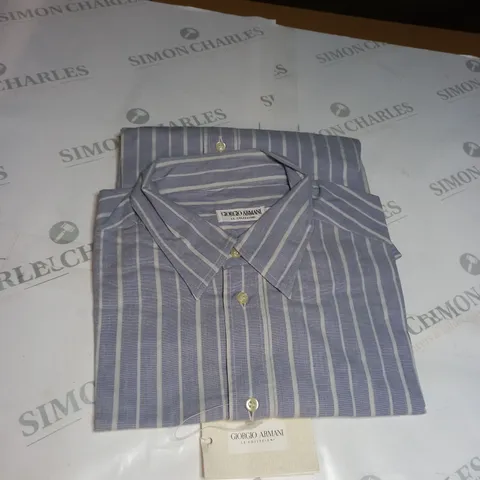 GIORGIO ARMANI PURPLE/WHITE STRIPPED SHIRT SIZE 16