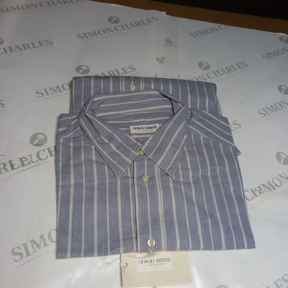 GIORGIO ARMANI PURPLE/WHITE STRIPPED SHIRT SIZE 16 