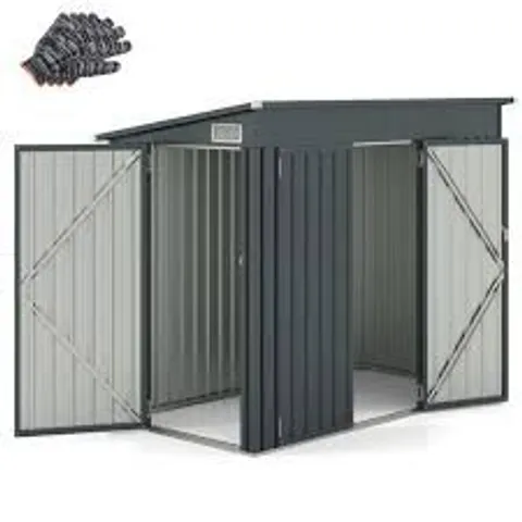 BOXED OUTDOOR SHELTER TOOL HOUSE WITH 2 DOORS ROOF GARDEN ORGANIZER PATIO 235 X 117 X 185 CM GRAY (2 BOXES)